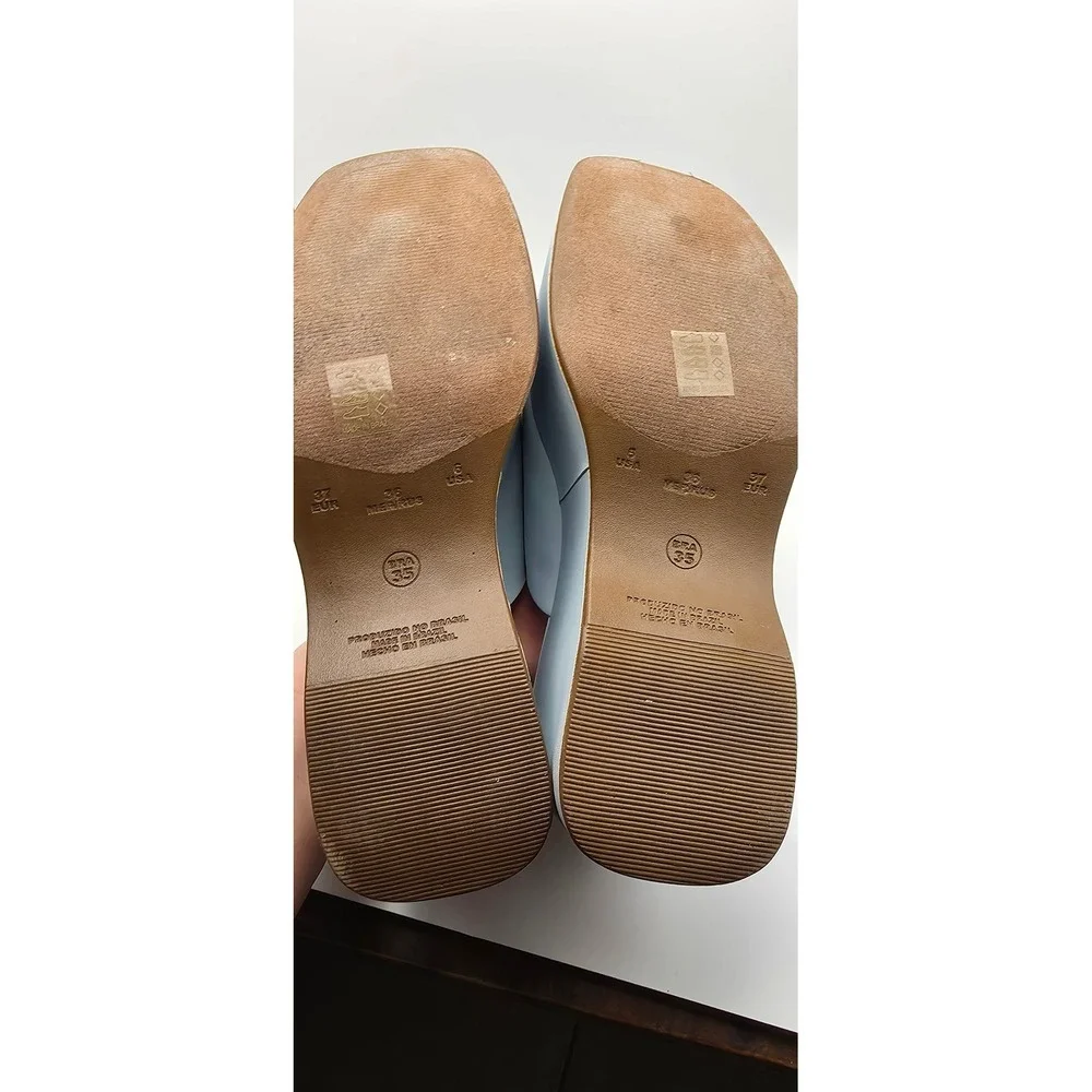 Novus Women Light Blue Platform Wedge Sandals Y2K Chunky Mule Heels Size 6